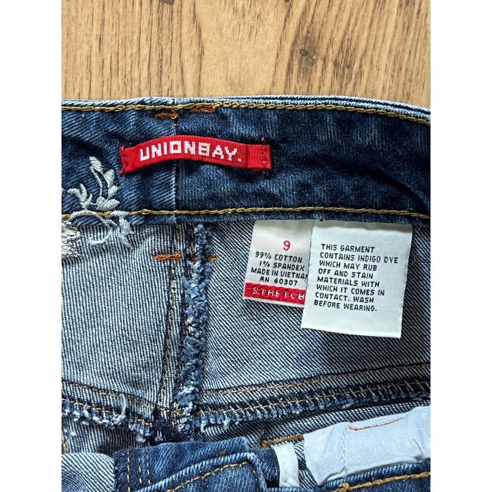 Unionbay Straight Leg Jeans Juniors 9 Y2K Floral Embroidered Mid Rise Stretch - Picture 5 of 11
